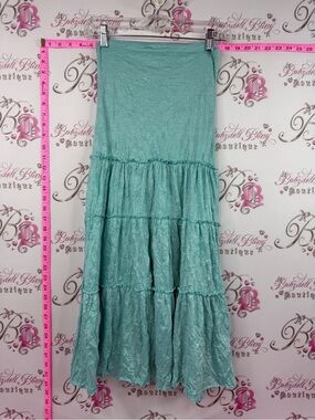 Kieus skirt or dress crinkle Women's Tiered Maxi Skirt - Mint Green
